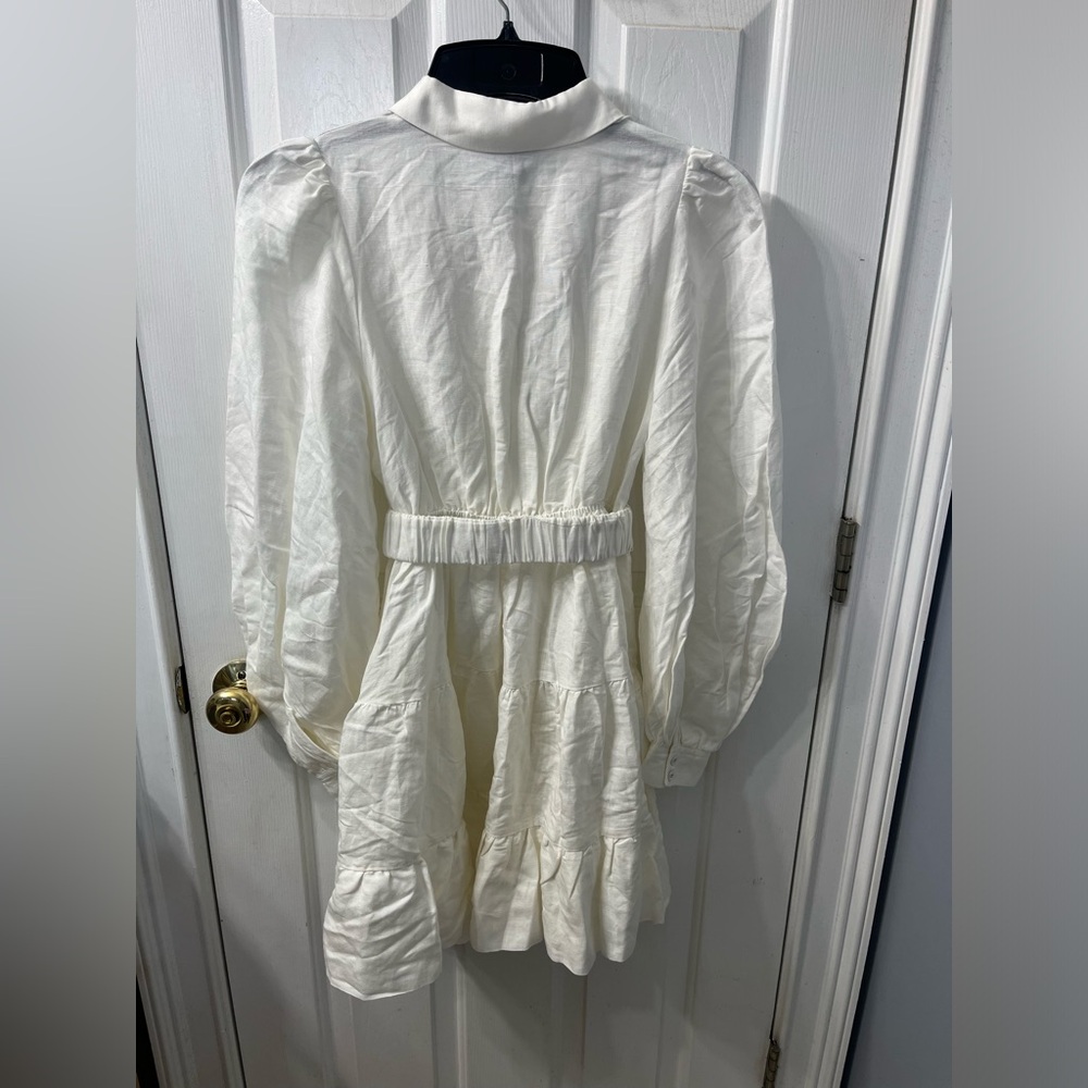 Bardot Belted Mini Shirt Dress in Ivory Size 4 NWT - Picture 8 of 12